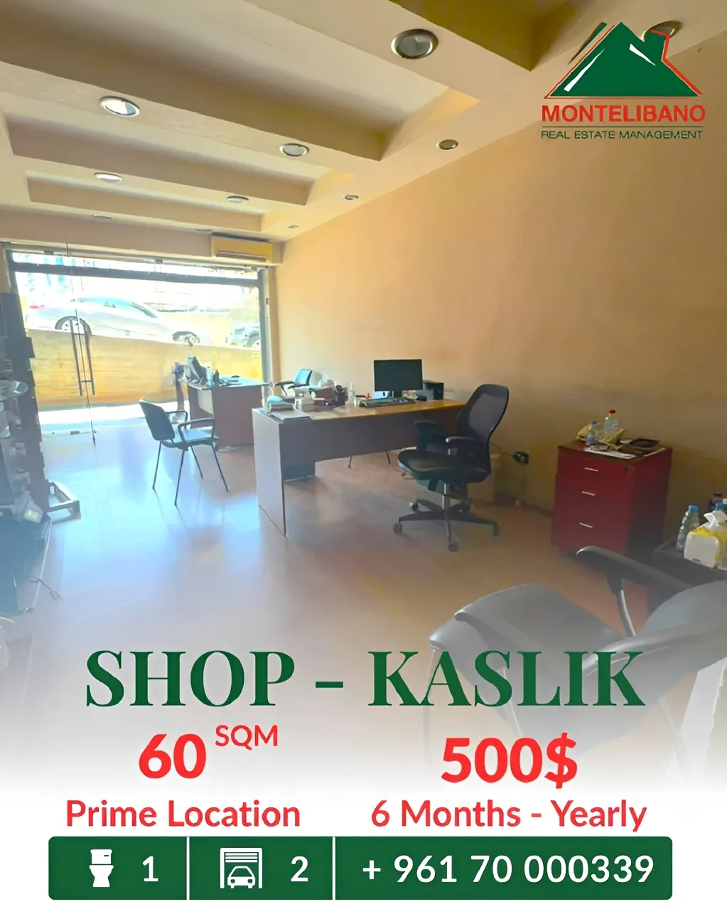 Shop for rent in Kaslik, Lebanon