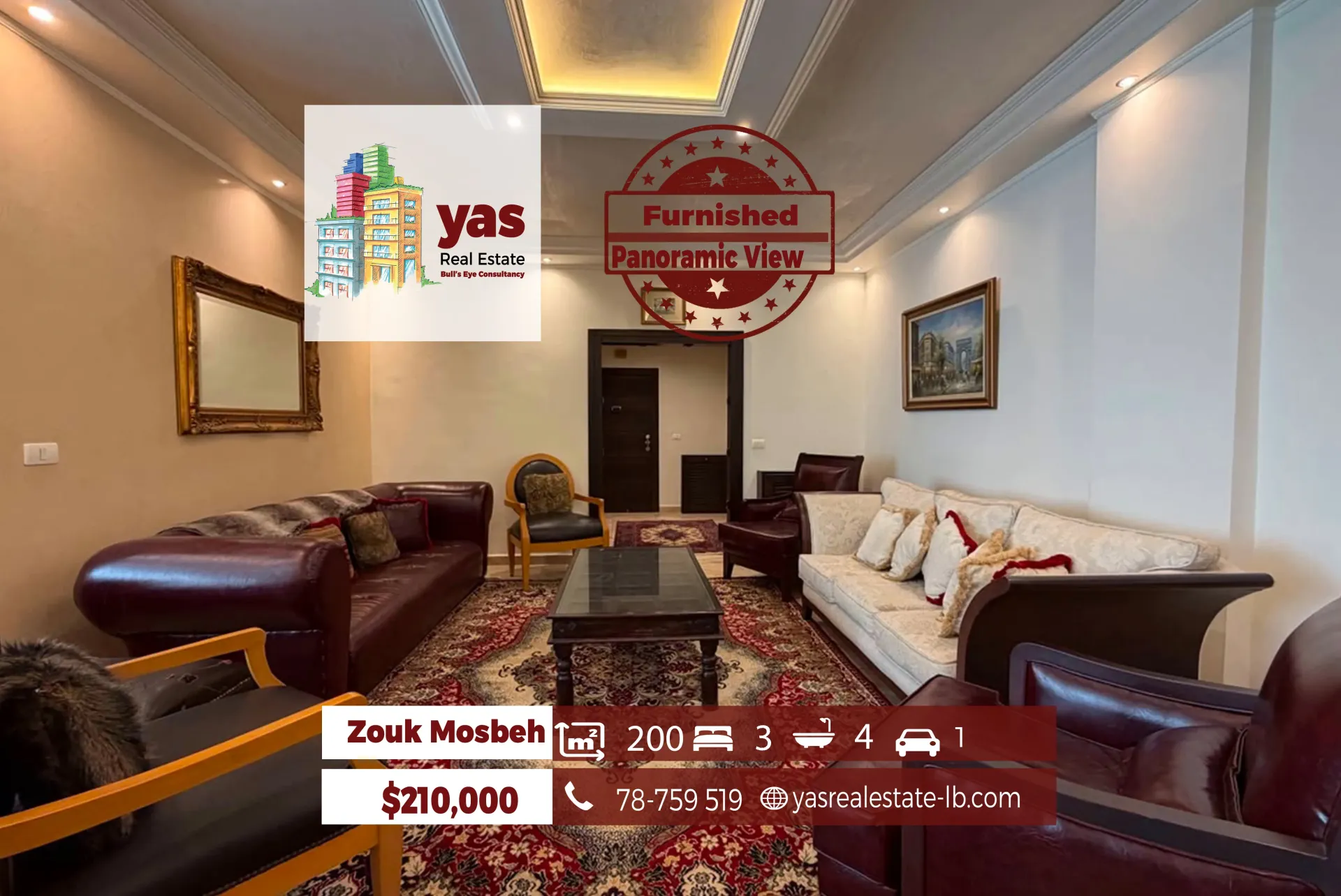 Apartment for Sale in Zouk Mosbeh - 3 bed, 4 bath