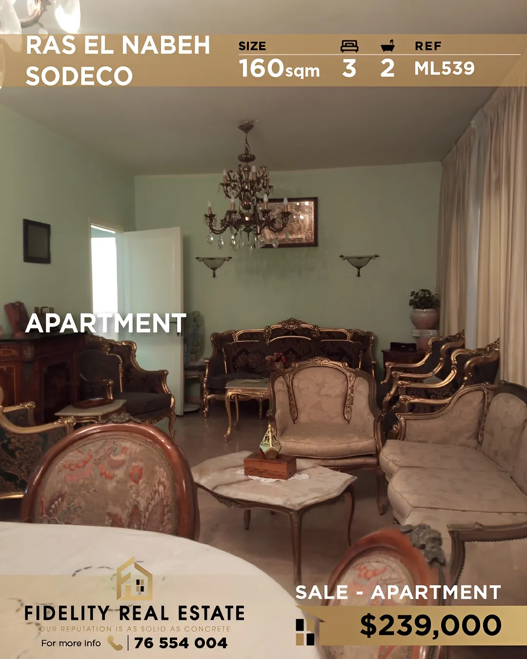 Apartment for sale in Ras El Nabaa, Bayrut, Lebanon
