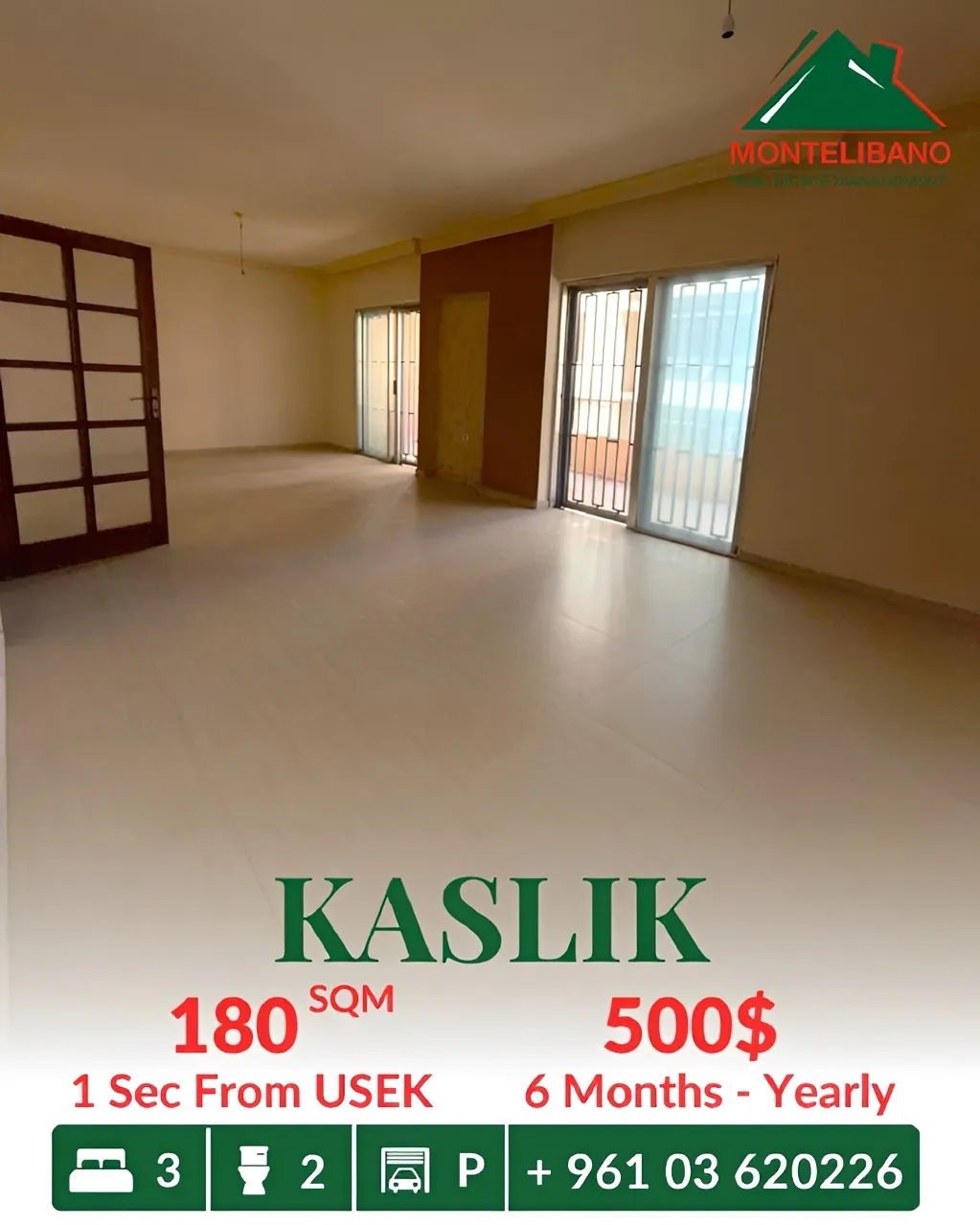 Apartment for rent in Kaslik, Lebanon - 3 bed, 2 bath