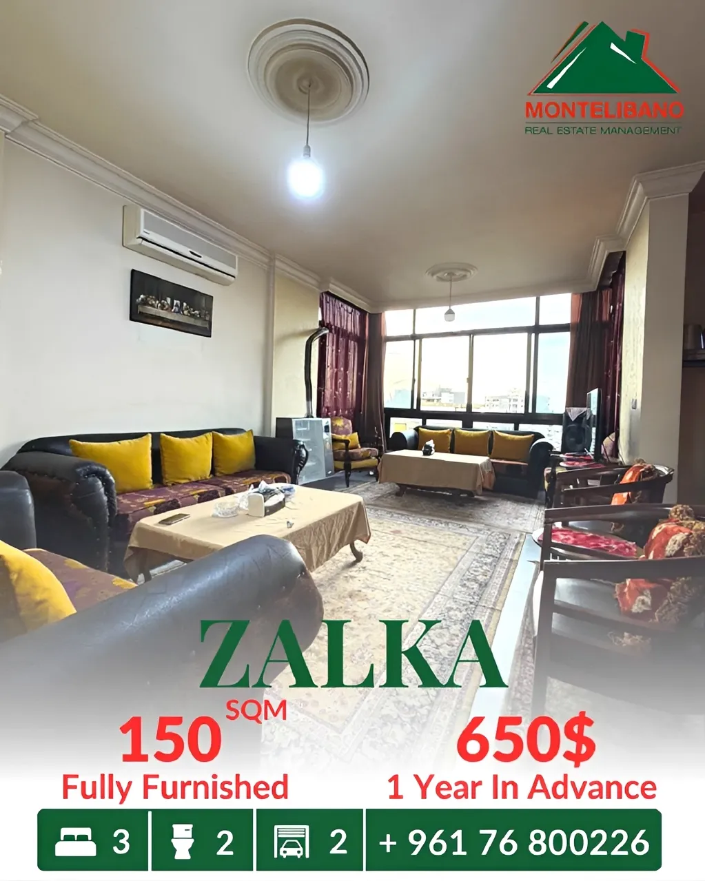 Apartment for rent in Zalqa, Lebanon - 3 bed, 2 bath