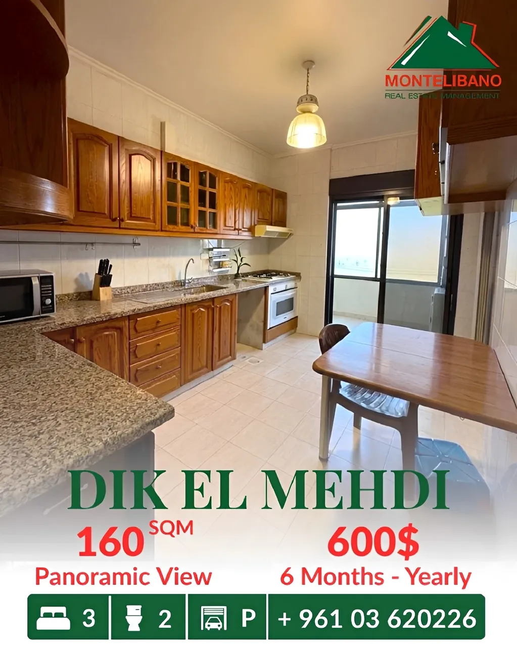 Apartment for rent in Dik El Mehdi, Lebanon
