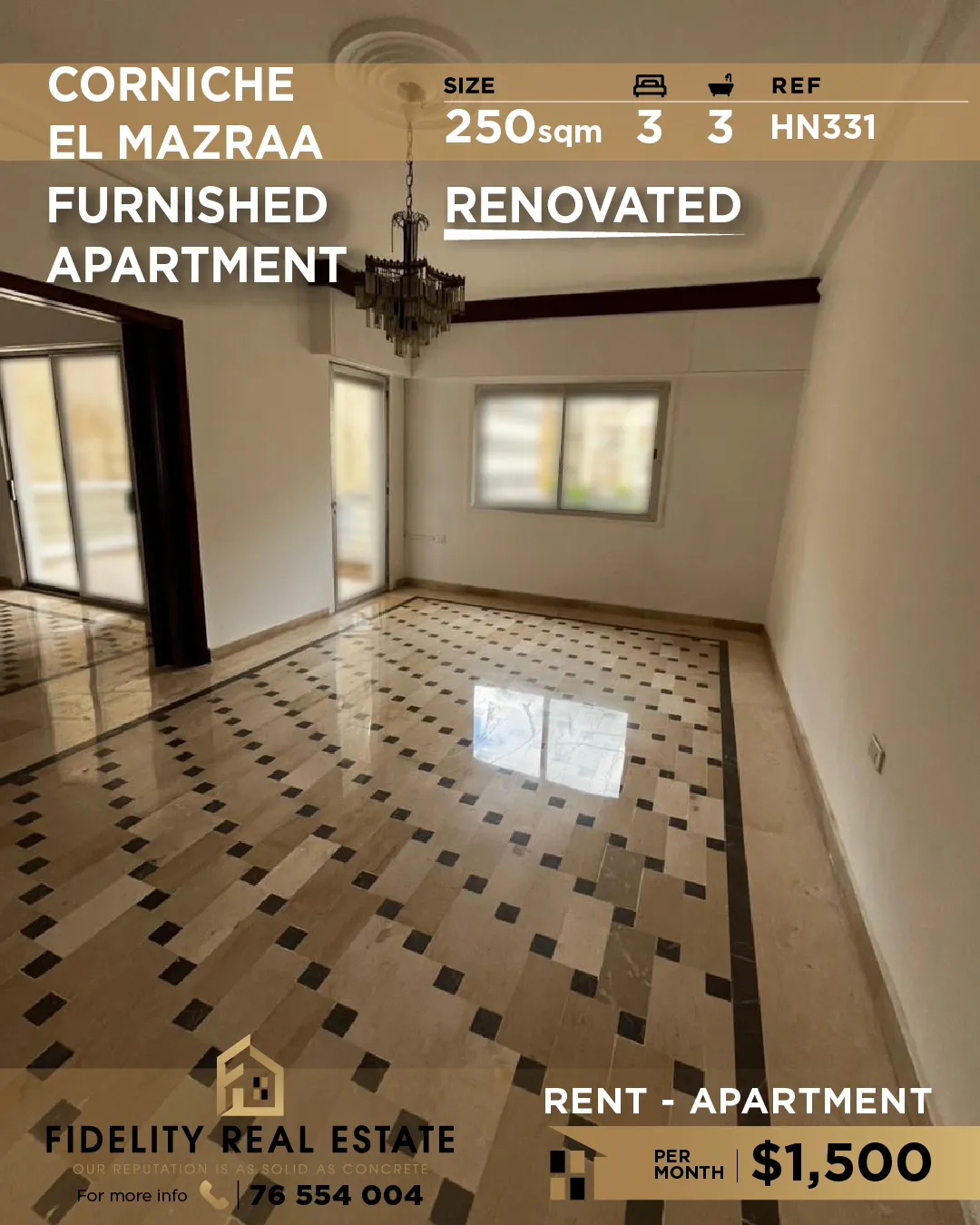 Apartment for rent in Corniche el Mazraa, Beirut