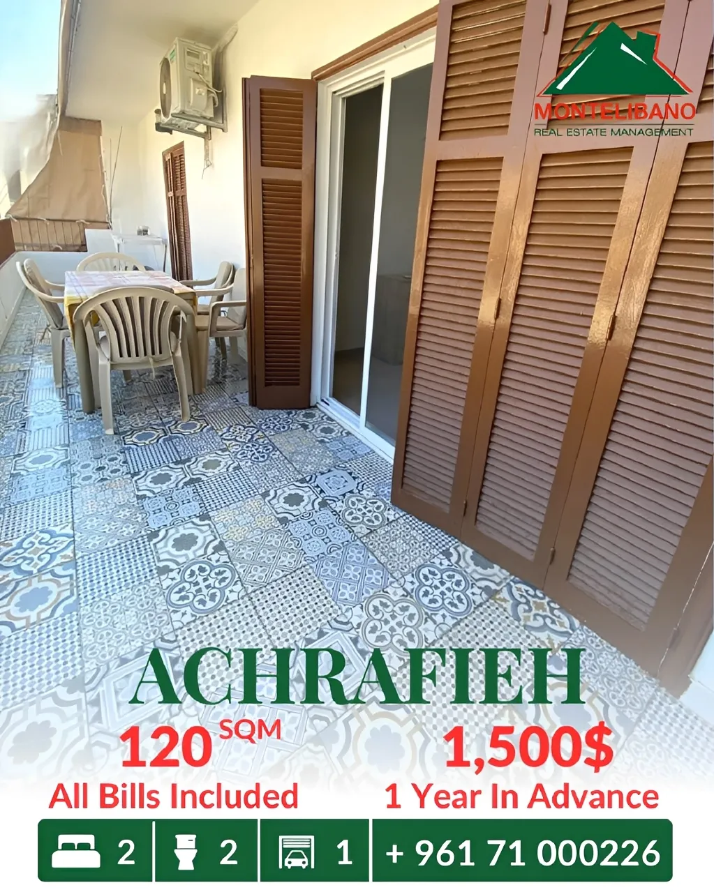 Apartment for rent in Achrafieh, Beirut, Lebanon