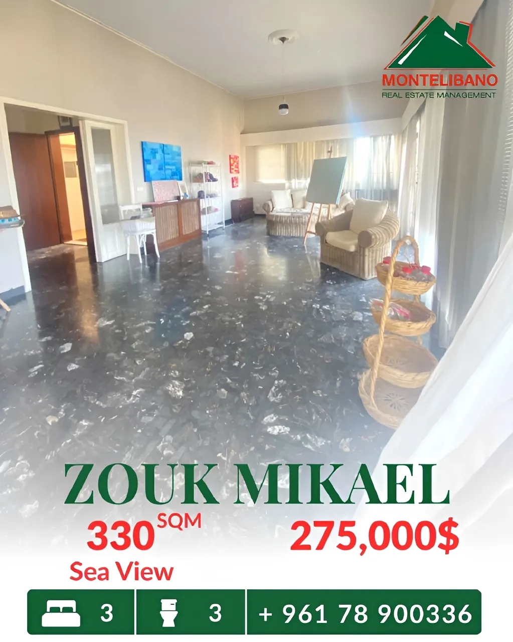 Apartment for sale in Zouk Mikael