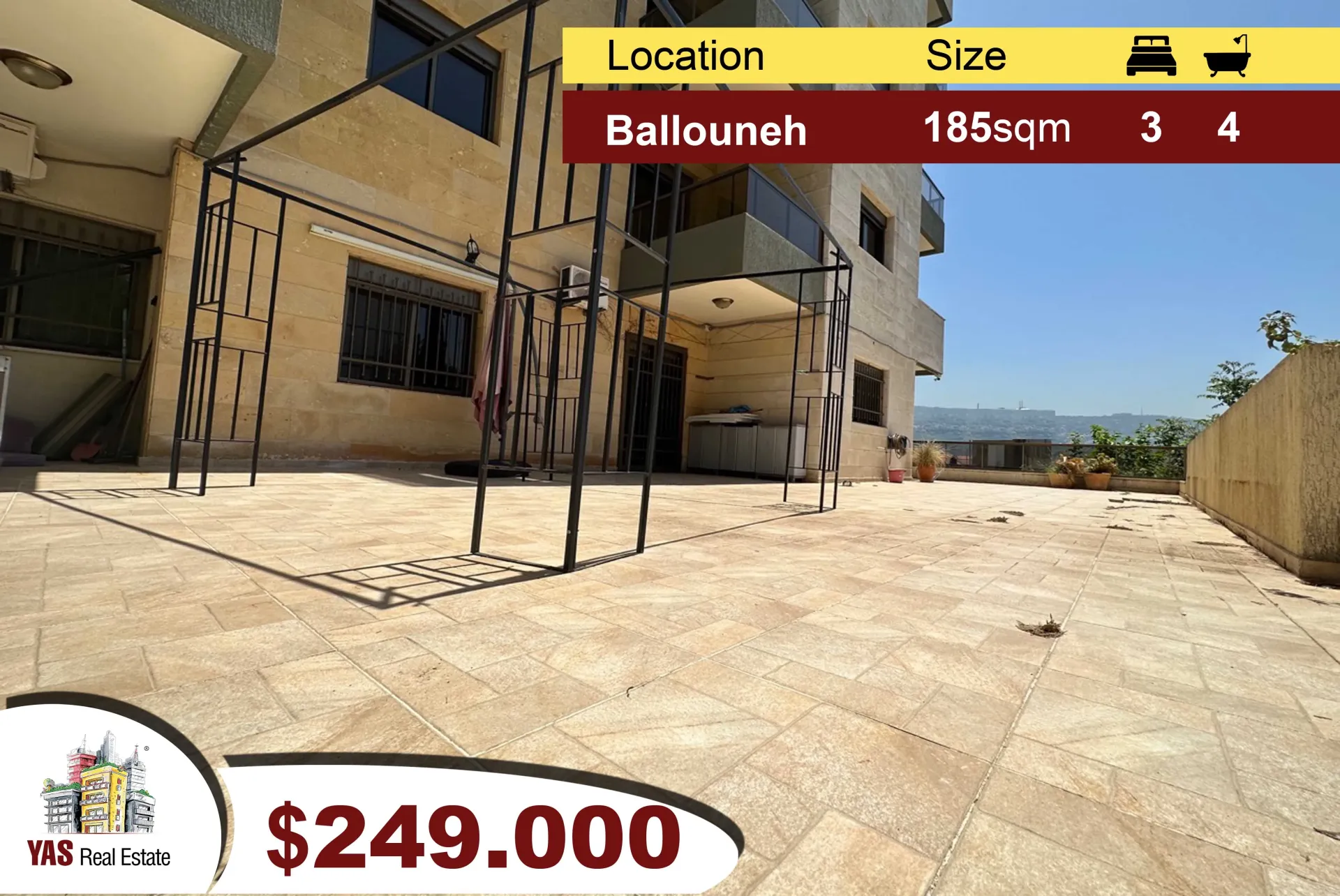 Apartment for Sale in Ballouneh - 3 bed, 4 bath