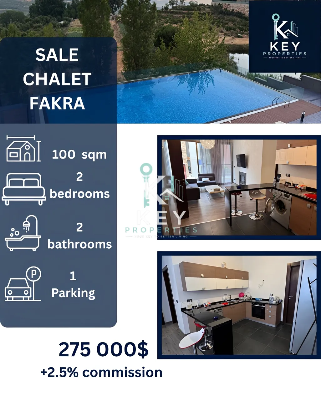 Chalet for sale in Faqra, Lebanon - 2 bed, 2 bath