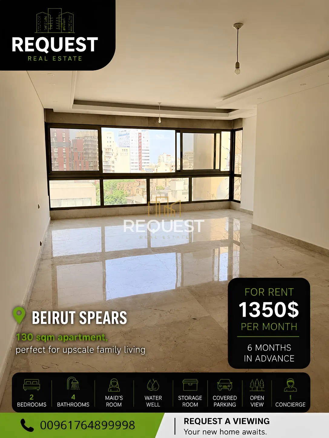 Apartment for rent in Spears, beirut, lebanon - 2 bed, 4.0 bath