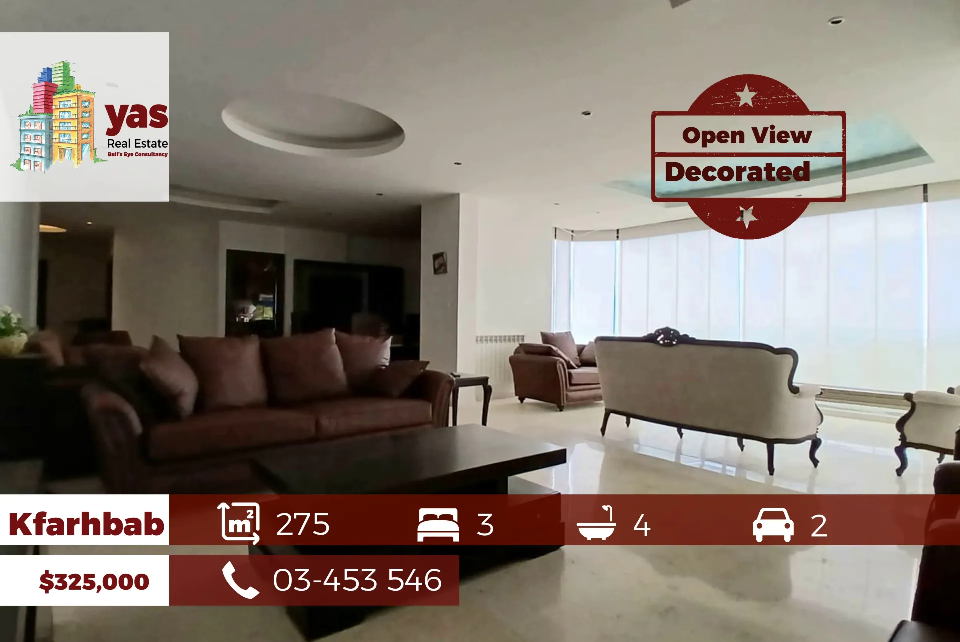 Apartment for Sale in Kfar Hbab - 3 bed, 4 bath
