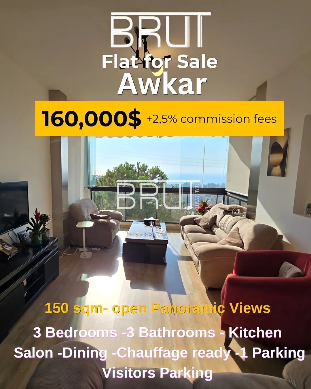Apartment for sale in Aoukar, lebanon - 3 bed, 3.0 bath