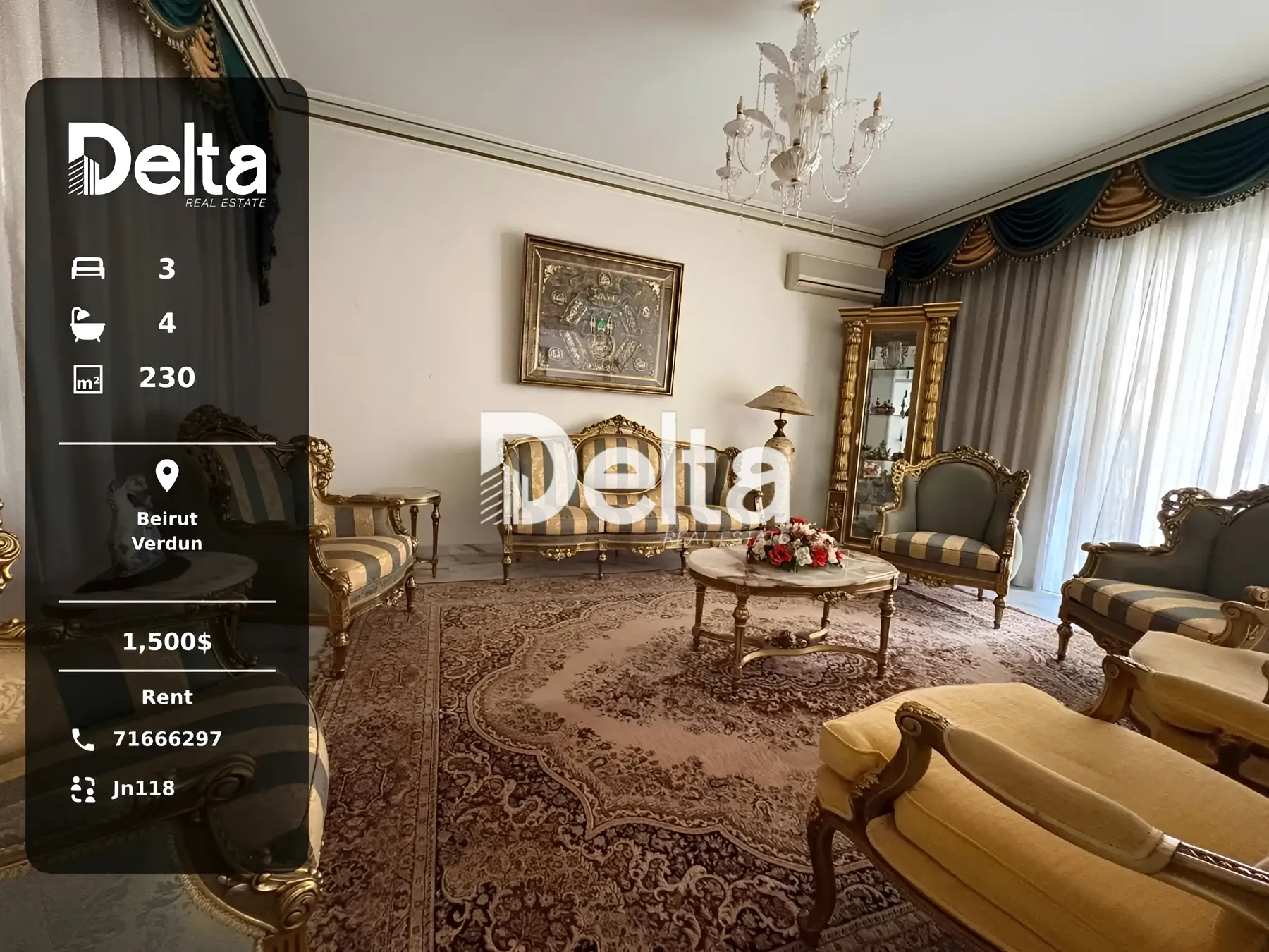 Apartment for rent in Verdun, beirut, lebanon - 3 bed, 4.0 bath