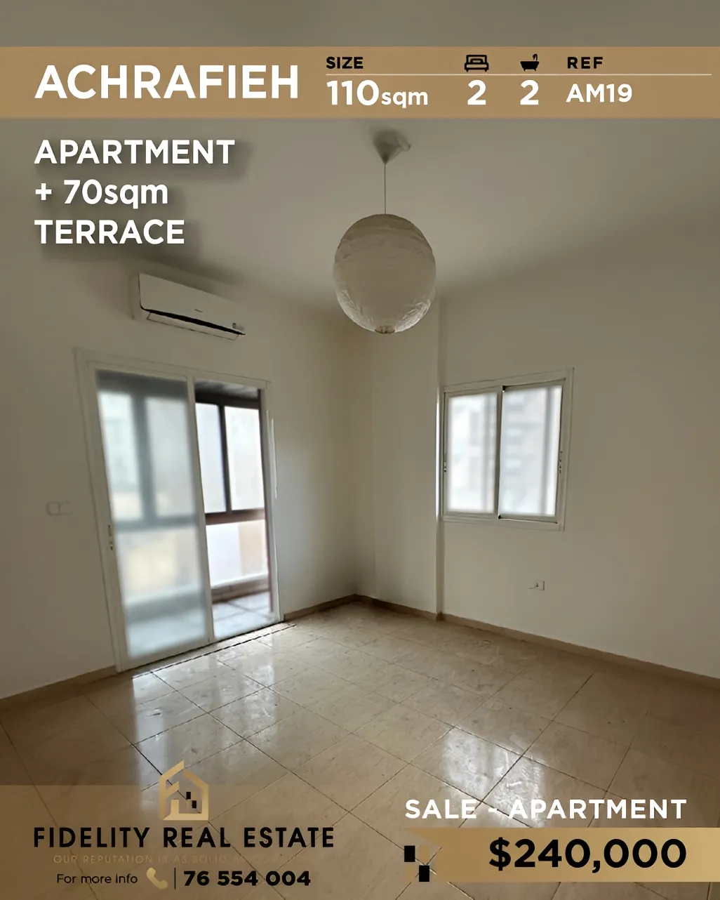 Apartment for sale in Achrafieh, Beirut, Lebanon - 2 bed, 2 bath