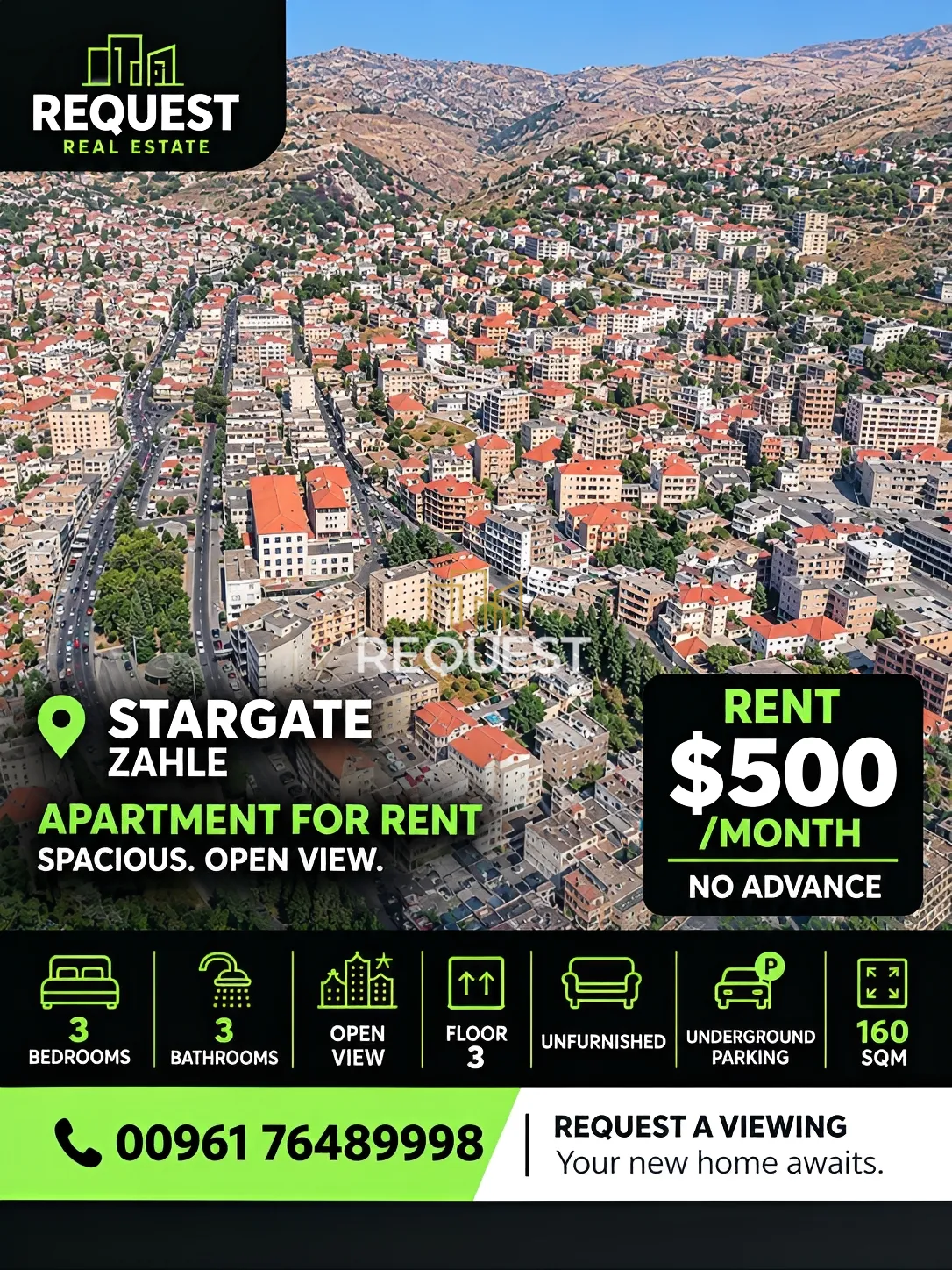 Apartment for rent in Zahlé