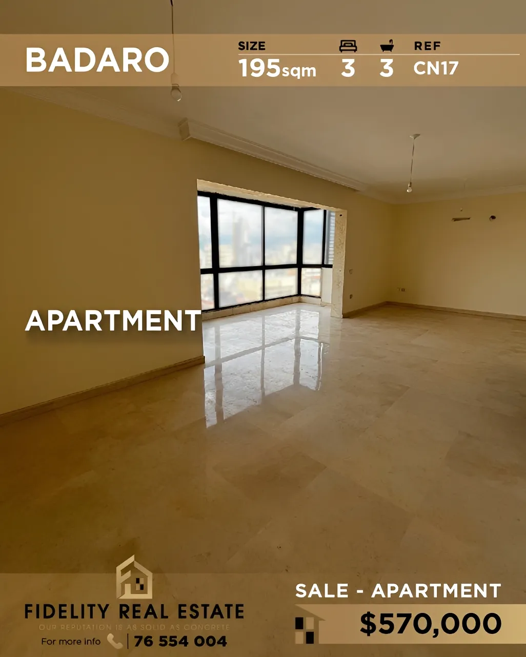 Apartment for sale in Badaro, Beirut, Lebanon - 3 bed, 3 bath