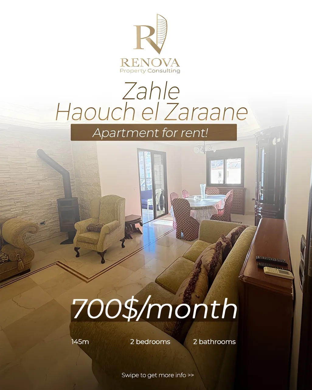 Apartment for rent in Zahlé