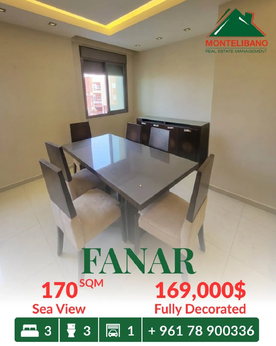 Apartment for sale in Fanar, Lebanon - 3 bed, 3 bath