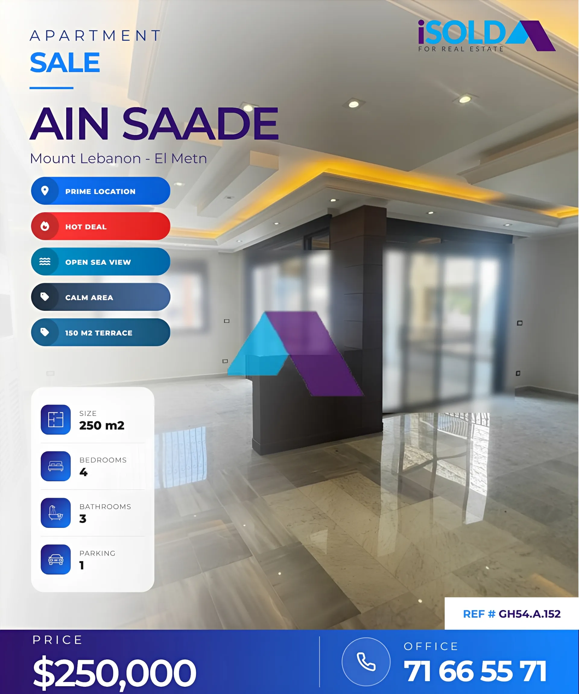 Apartment for sale in Ain Saadeh, Lebanon