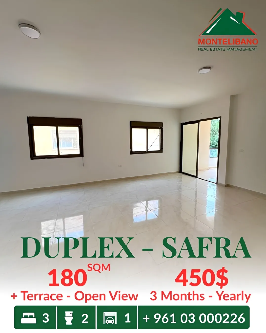 Duplex for rent in Safra, Lebanon - 3 bed, 2 bath