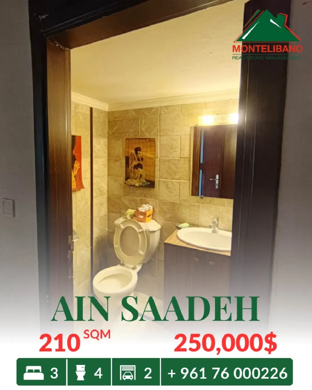 Apartment for sale in Ain Saadeh, Lebanon