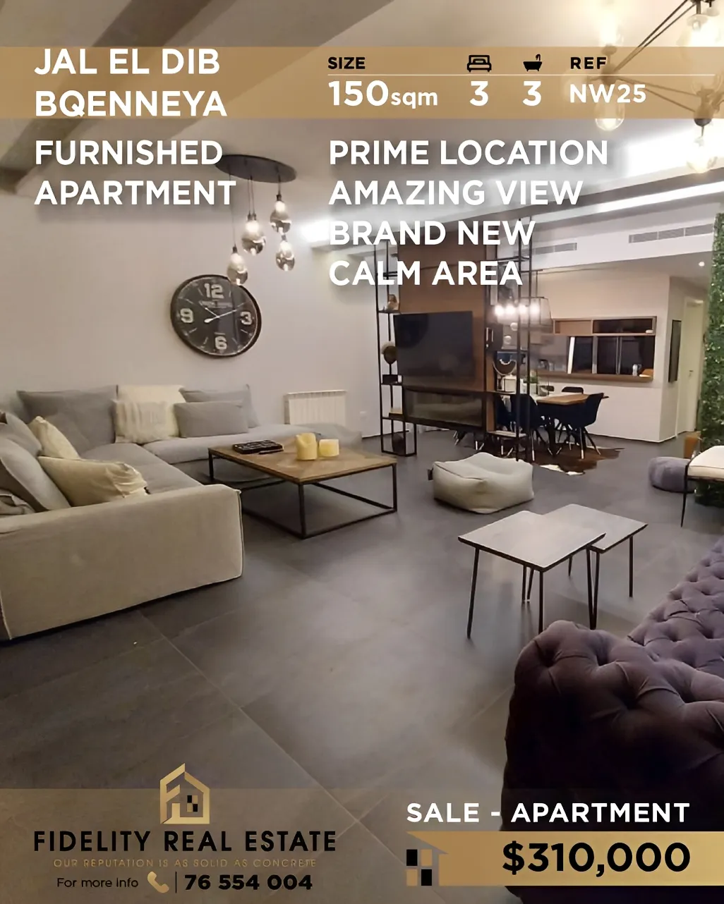 Apartment for sale in Jal El Dib, Lebanon - 3 bed, 3 bath