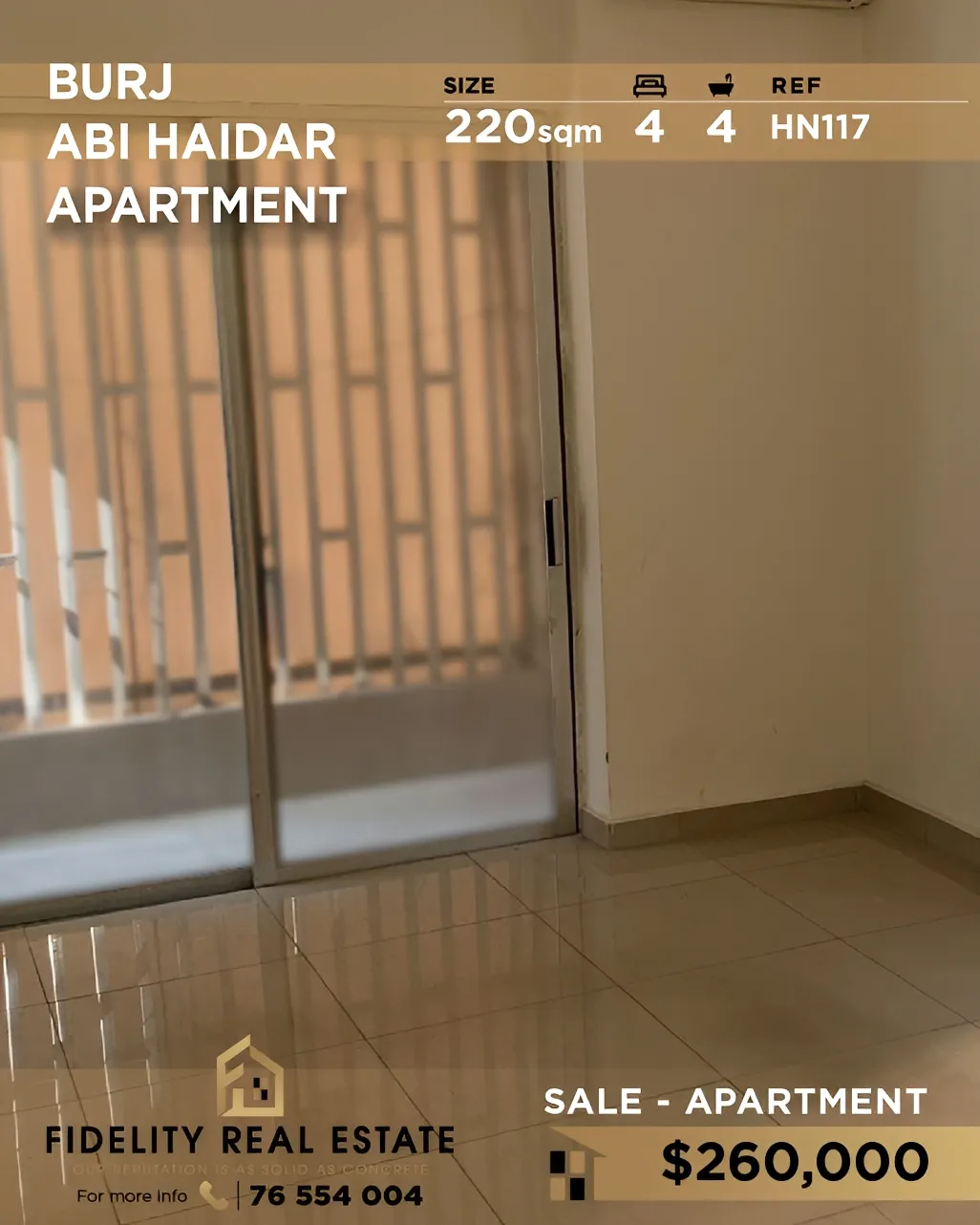 Apartment for sale in Bourj Abi Haydar