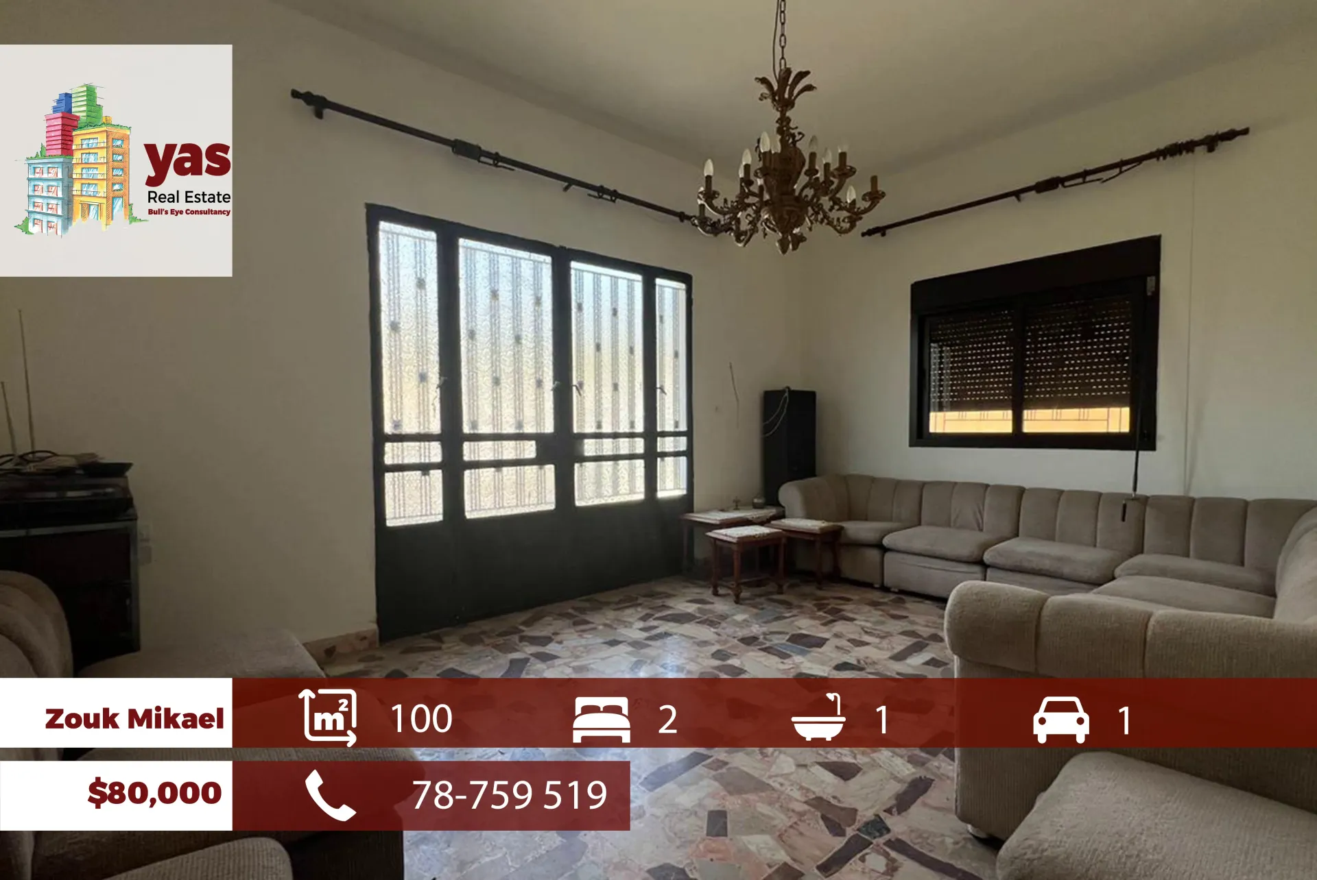 Apartment for Sale in Zouk Mikael - 2 bed, 1 bath