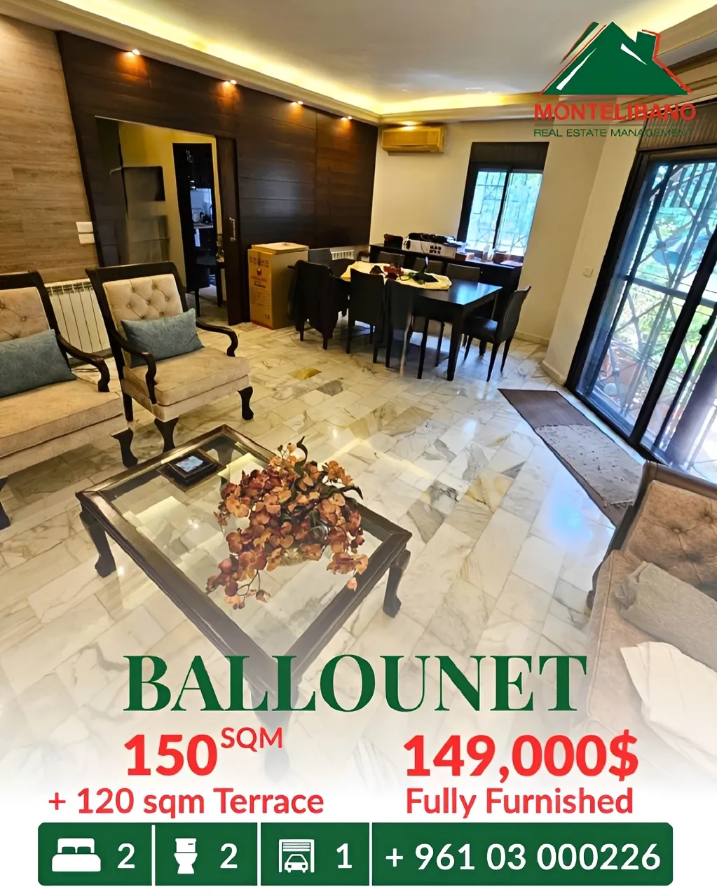 Apartment for sale in Ballouneh