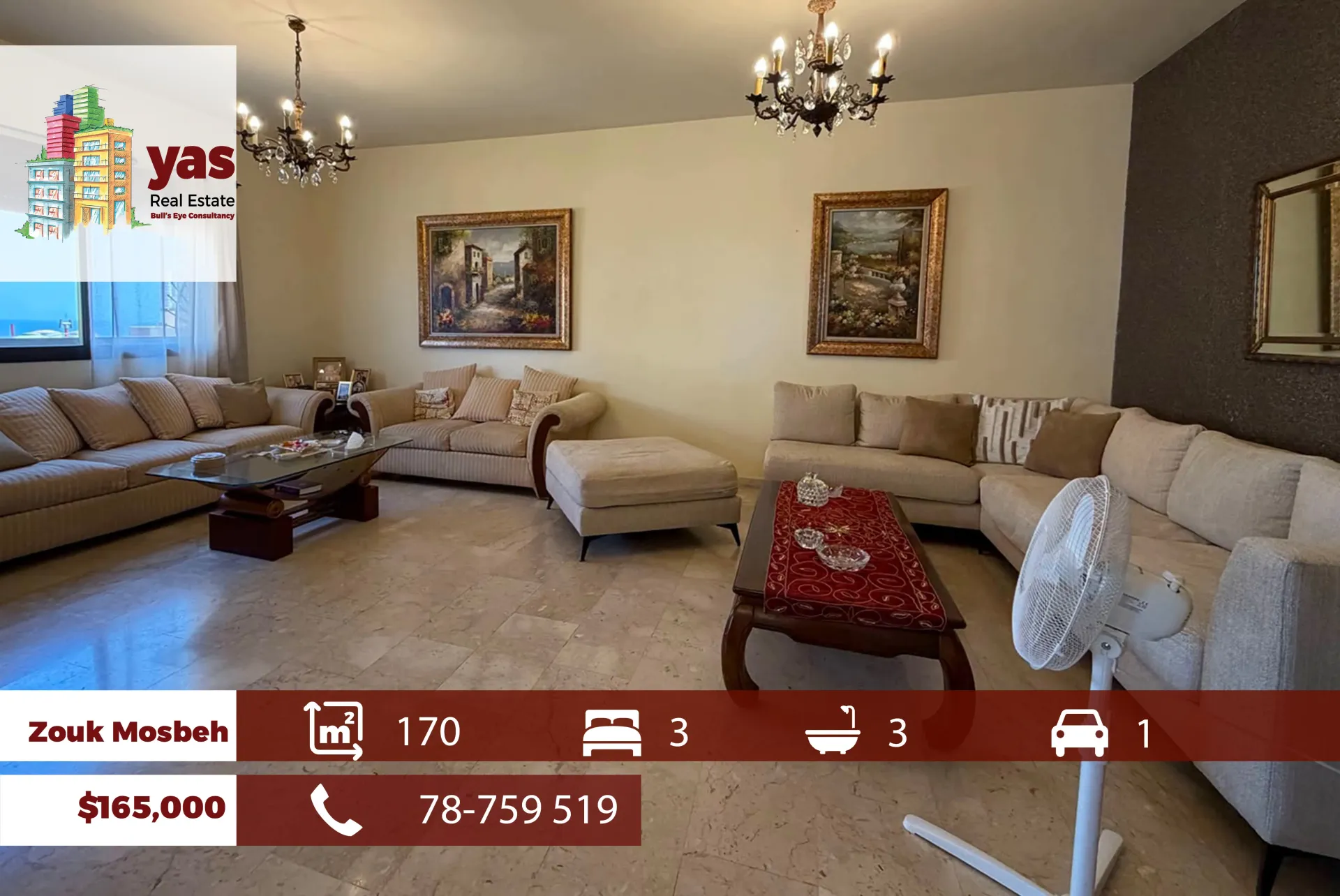 Apartment for Sale in Zouk Mosbeh - 3 bed, 3 bath