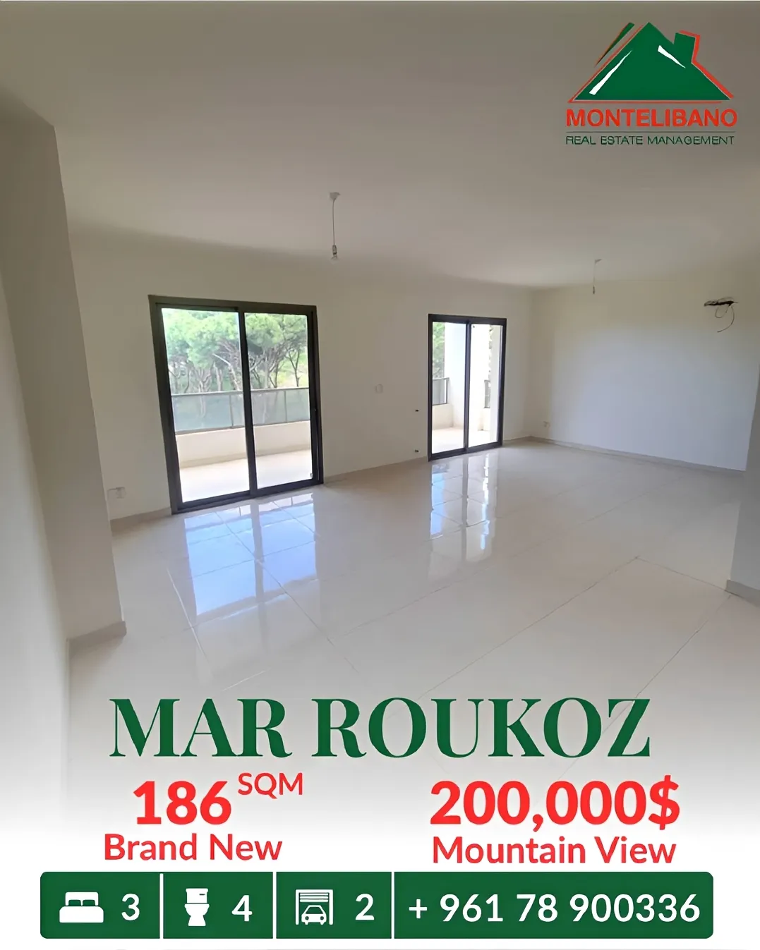 Apartment for sale in Mar Roukoz, Lebanon - 3 bed, 4 bath