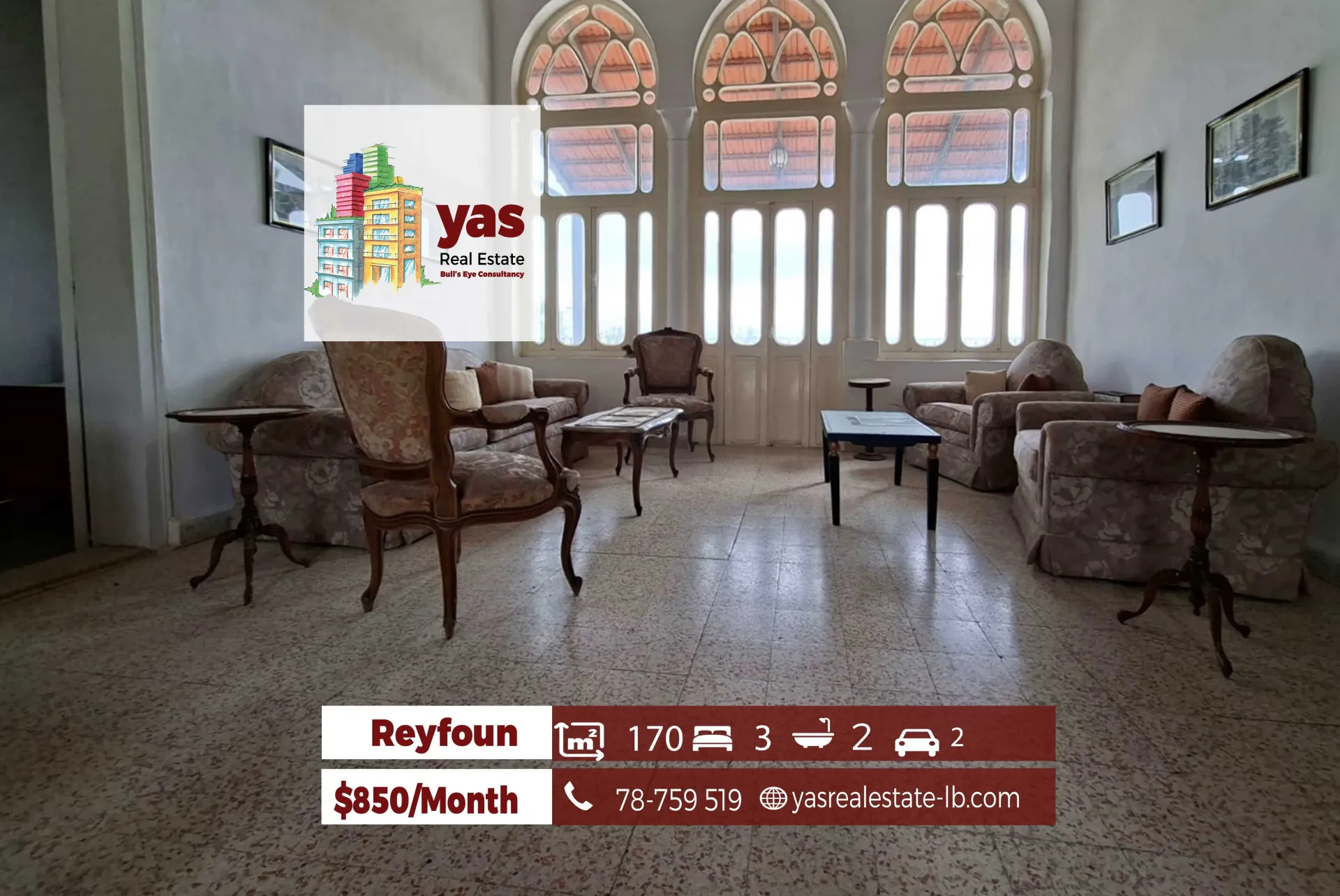 Apartment for rent in Rayfoun