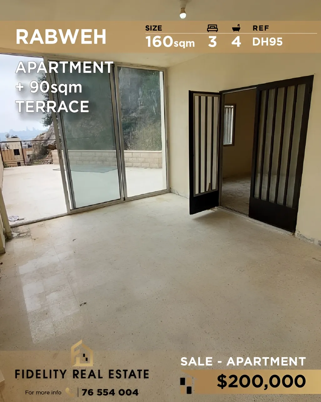 Apartment for sale in Rabweh, Bayrut, Lebanon - 3 bed, 3 bath