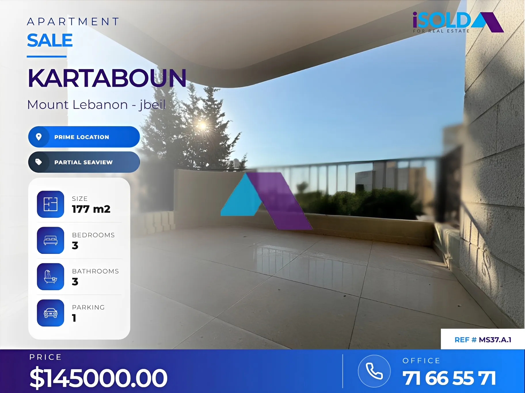Apartment for sale in Qartaboun, Lebanon - 3 bed, 3 bath