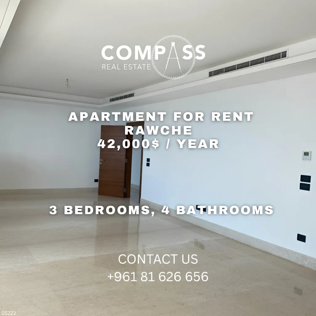 Apartment for rent in Raoucheh, Beirut, Lebanon - 3 bed, 4 bath