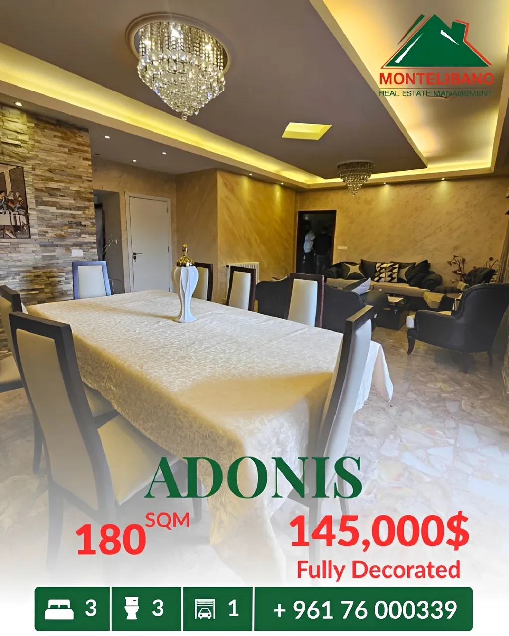 Apartment for sale in Adonis, Lebanon - 3 bed, 3 bath