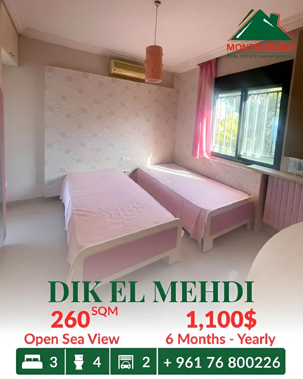 Apartment for rent in Dik El Mehdi