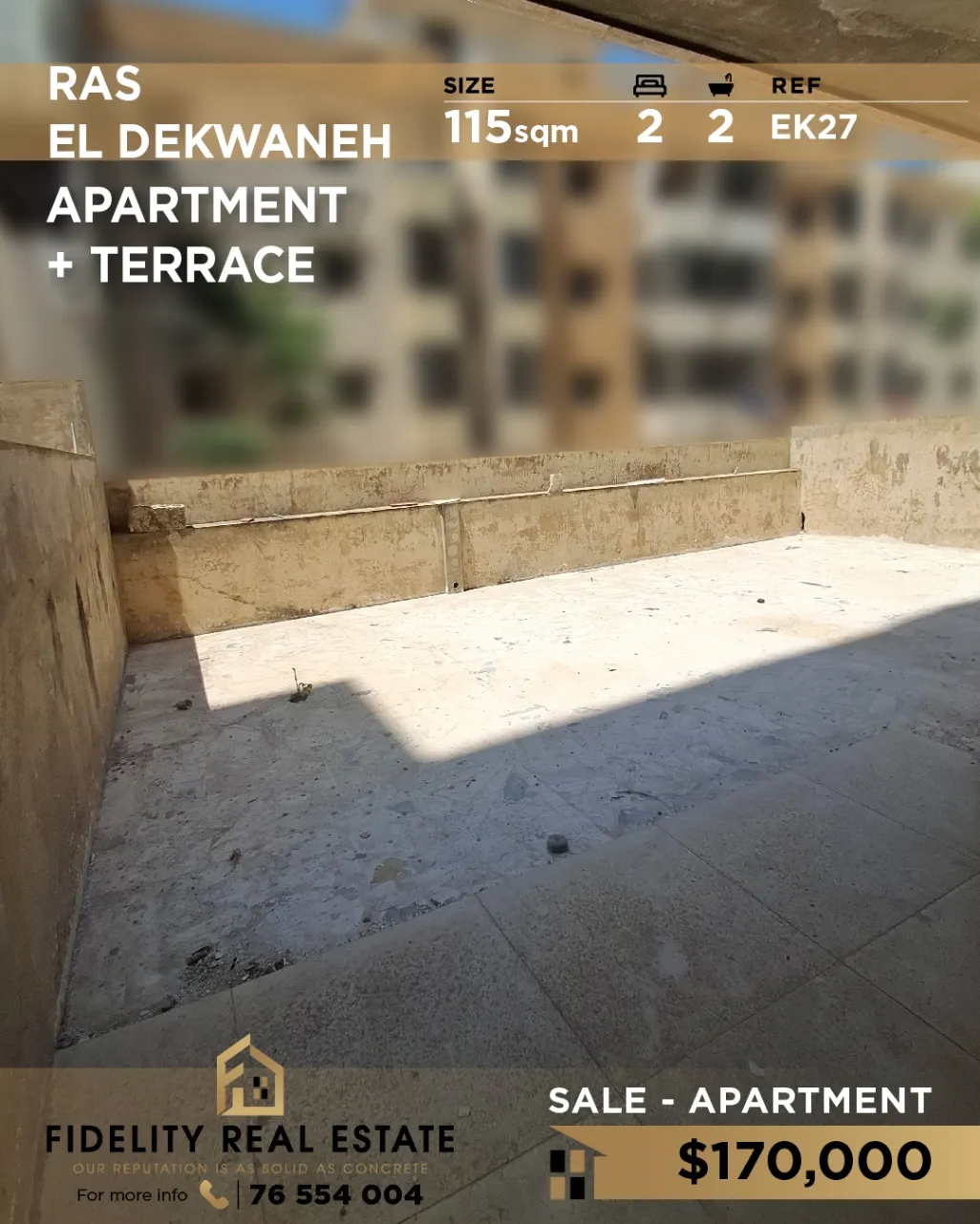 Apartment for sale in Dekwaneh, Lebanon - 2 bed, 2 bath
