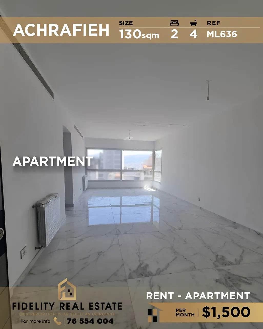Apartment for rent in Achrafieh, Beirut, Lebanon - 2 bed, 4 bath