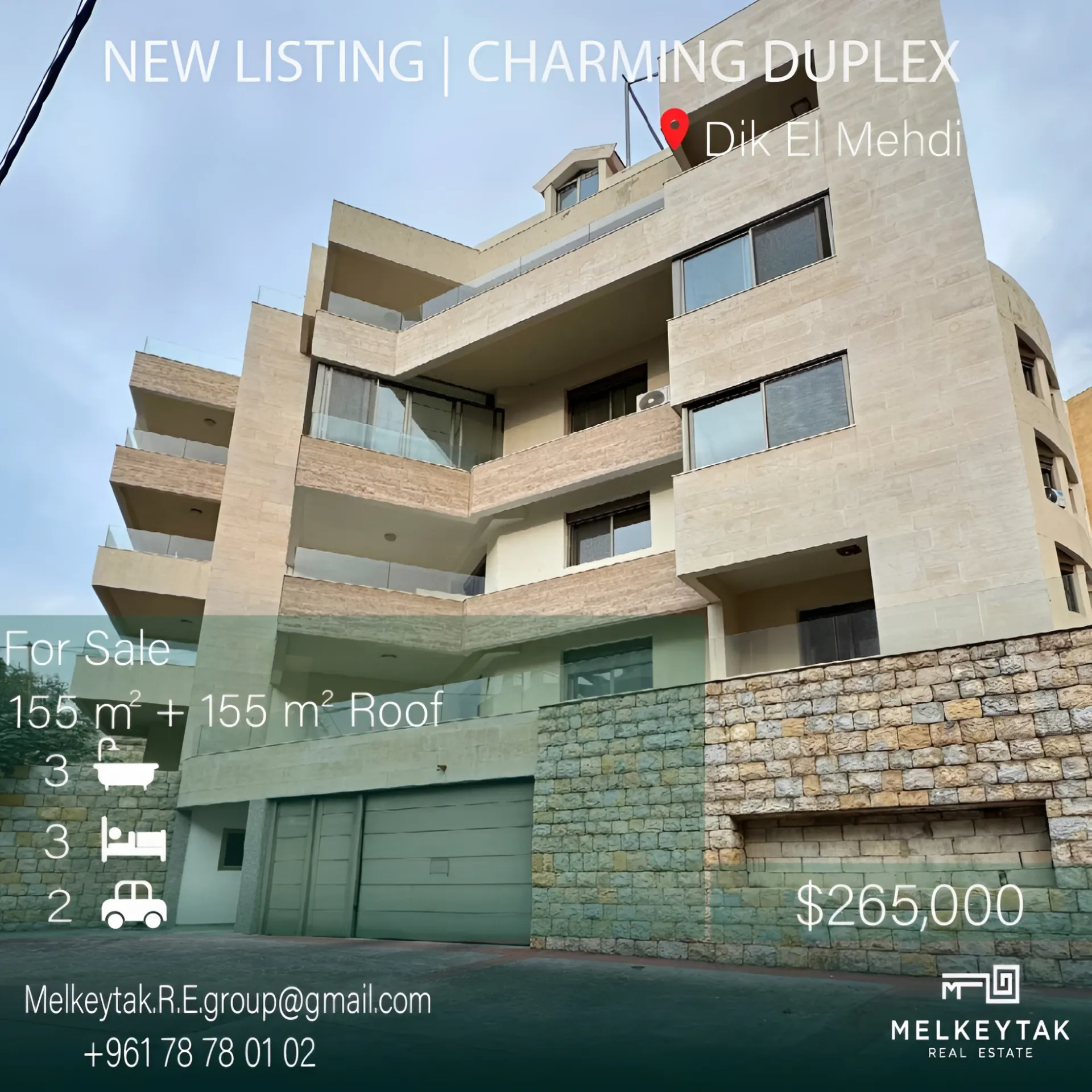 Duplex for sale in Dik El Mehdi, Lebanon - 3 bed, 3 bath