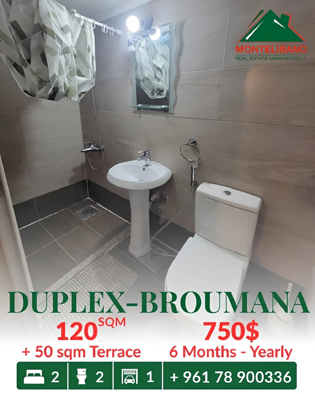 Duplex for rent in Broummana