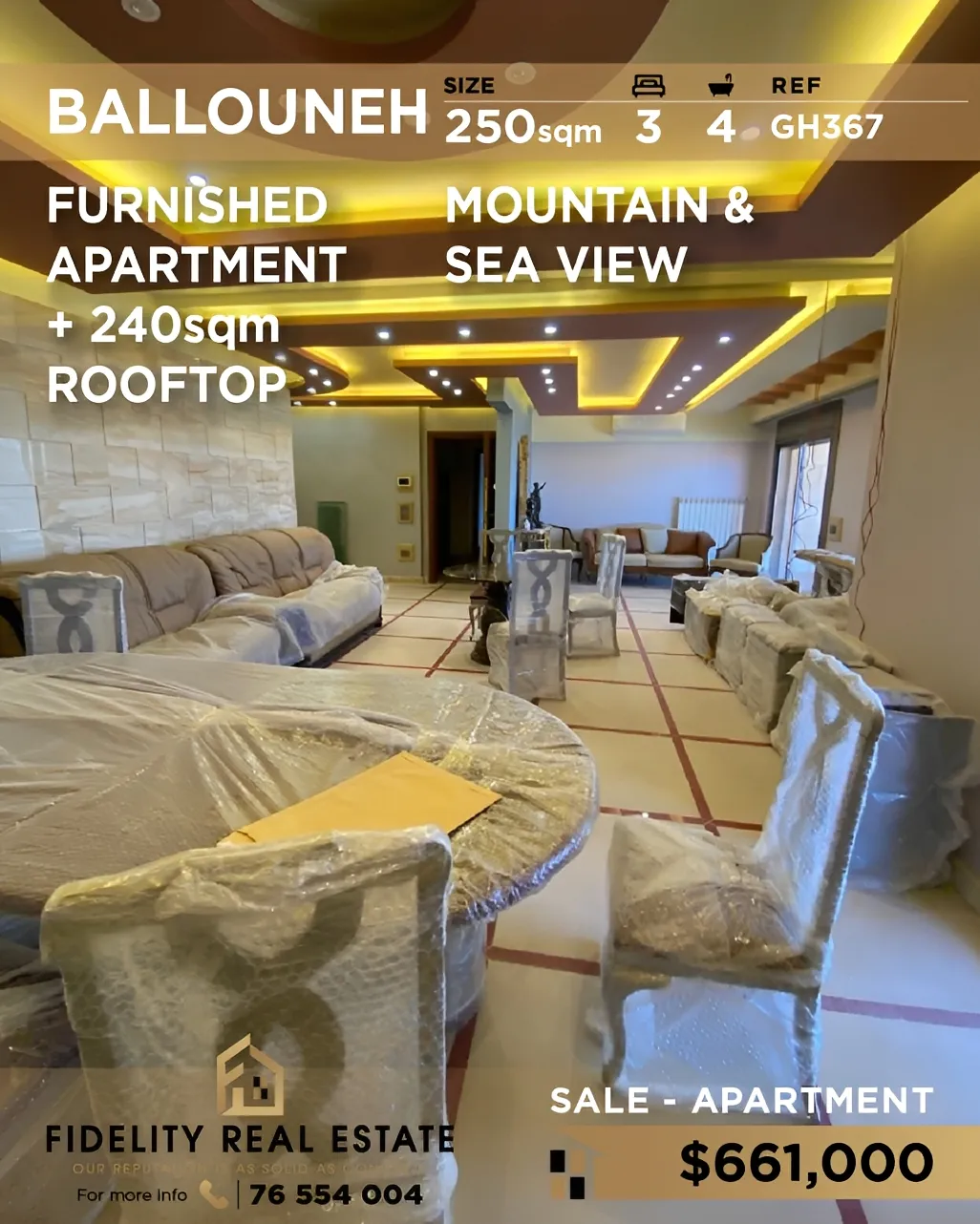 Apartment for sale in Ballouneh, Lebanon - 3 bed, 4 bath