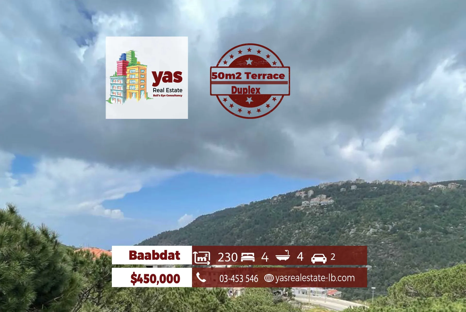 Apartment for Sale in Baabdat - 4 bed, 4 bath