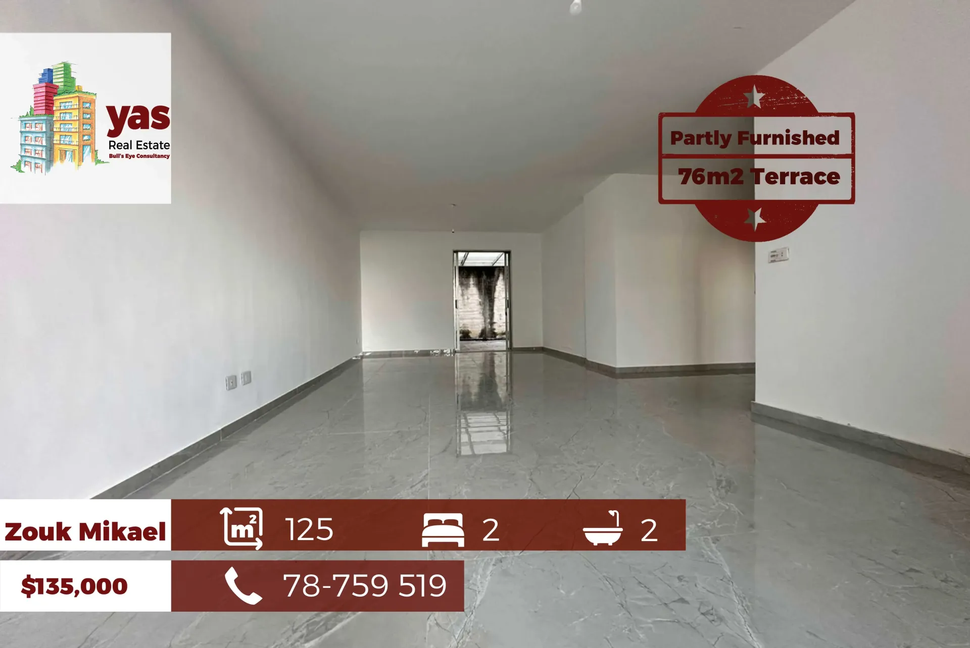 Apartment for Sale in Zouk Mikael - 3 bed, 2 bath