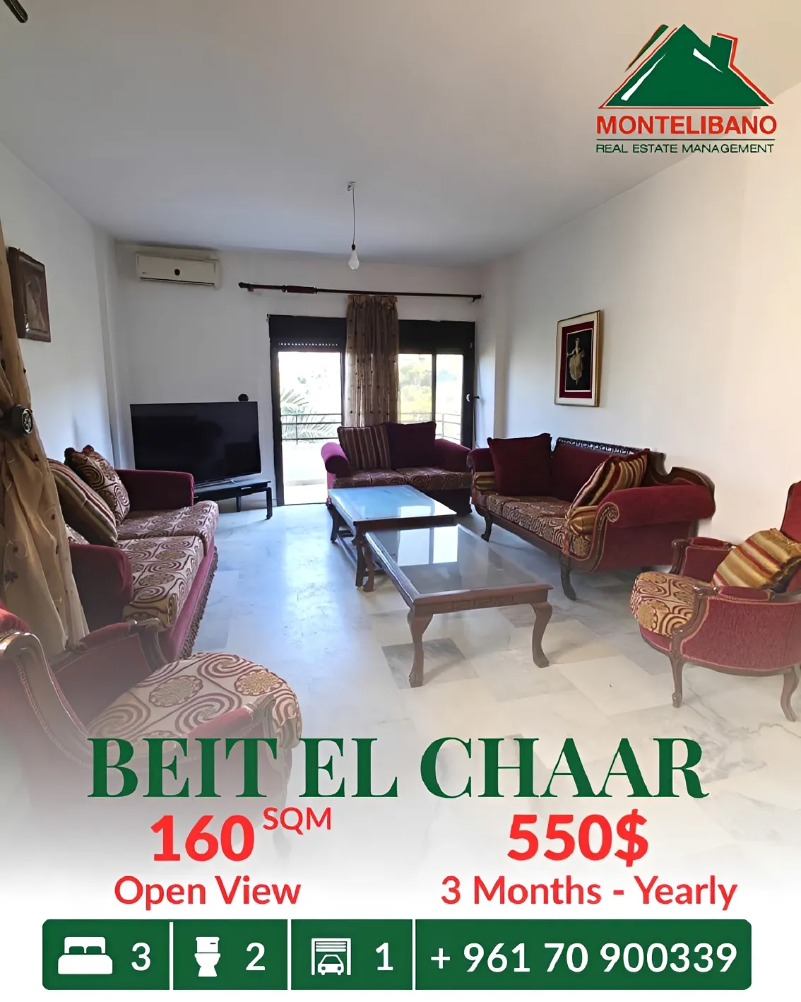 Apartment for rent in Beit El Chaar, Lebanon