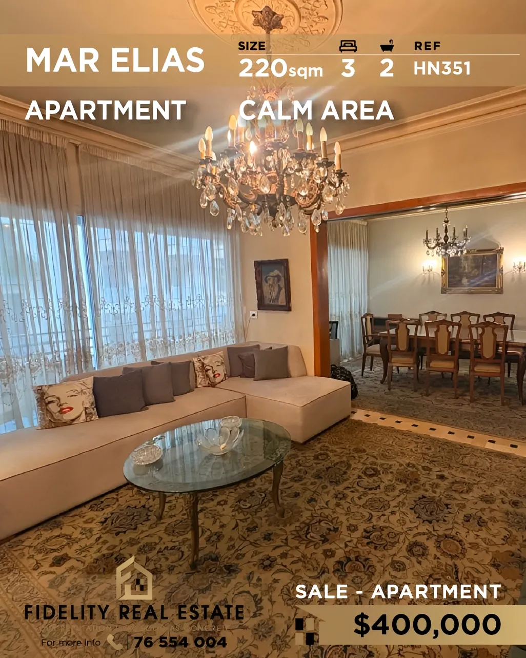 Apartment for sale in Mar Elias refugee camp, Beirut, Lebanon - 3 bed, 2 bath