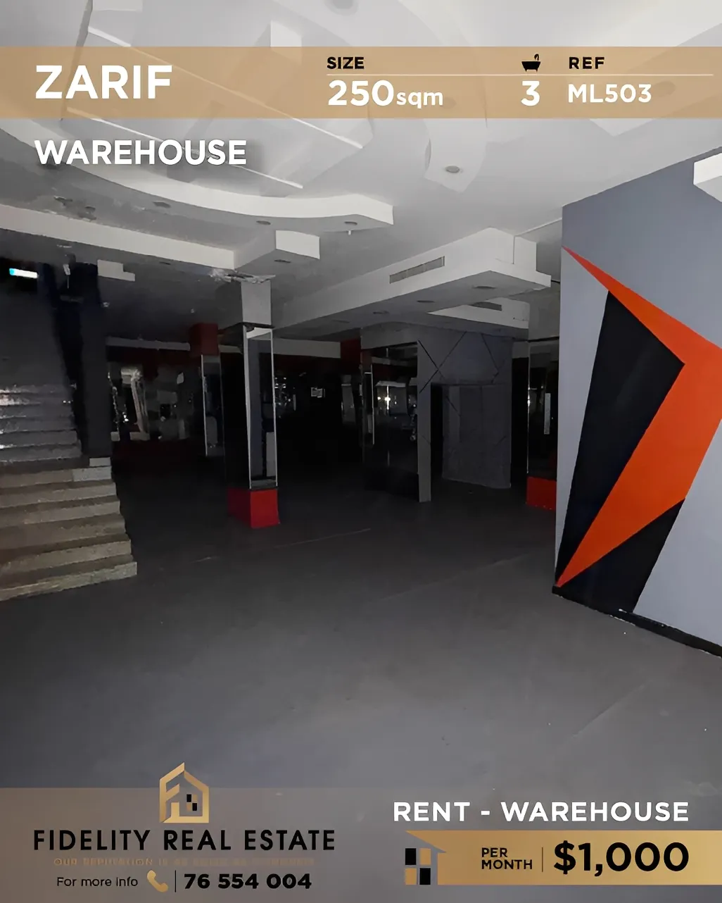 Warehouse for Rent in Zarif, Bayrut, Lebanon