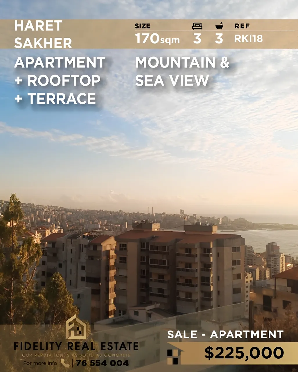 Apartment for sale in Haret Sakher, Lebanon - 3 bed, 3 bath
