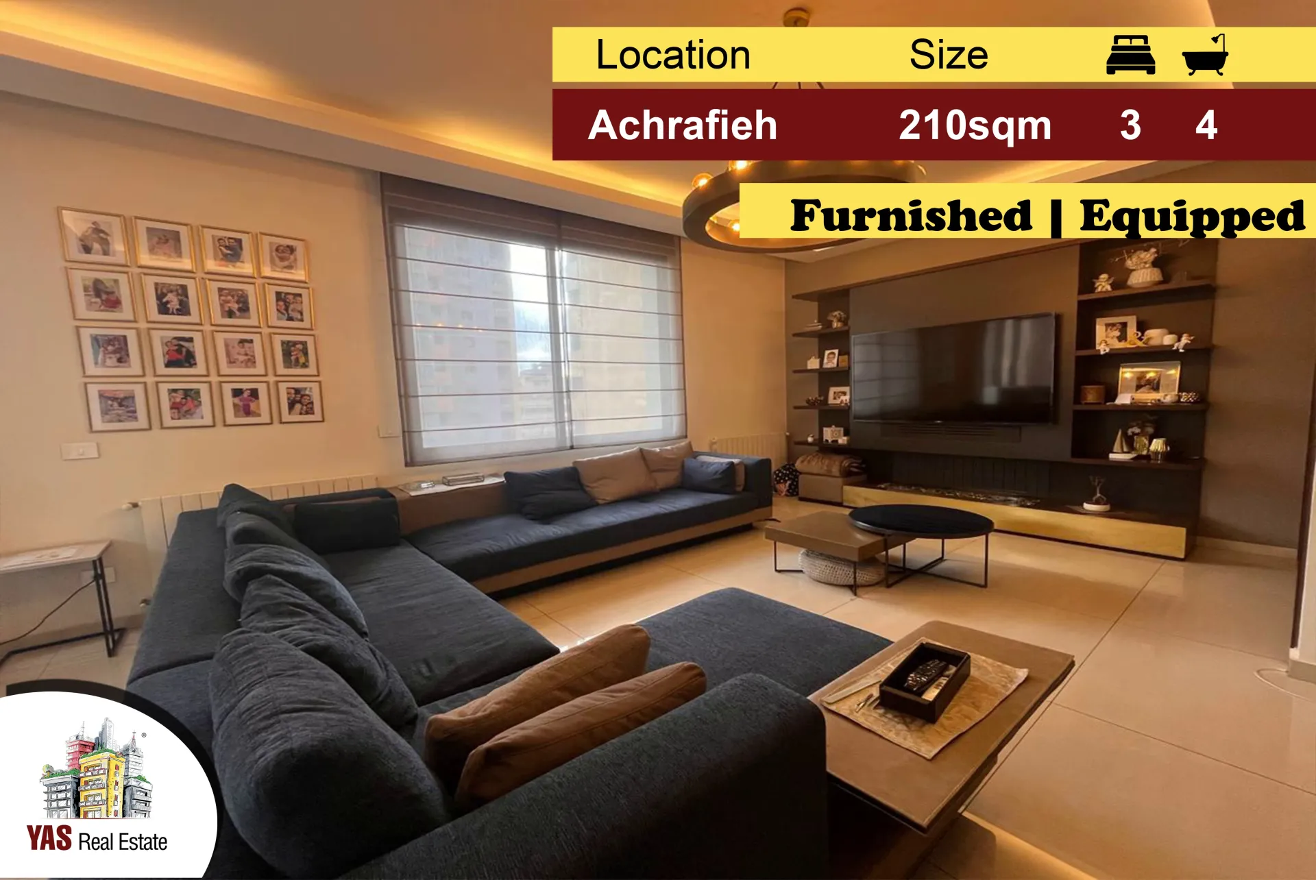 Apartment for Sale in Achrafieh - 3 bed, 4 bath