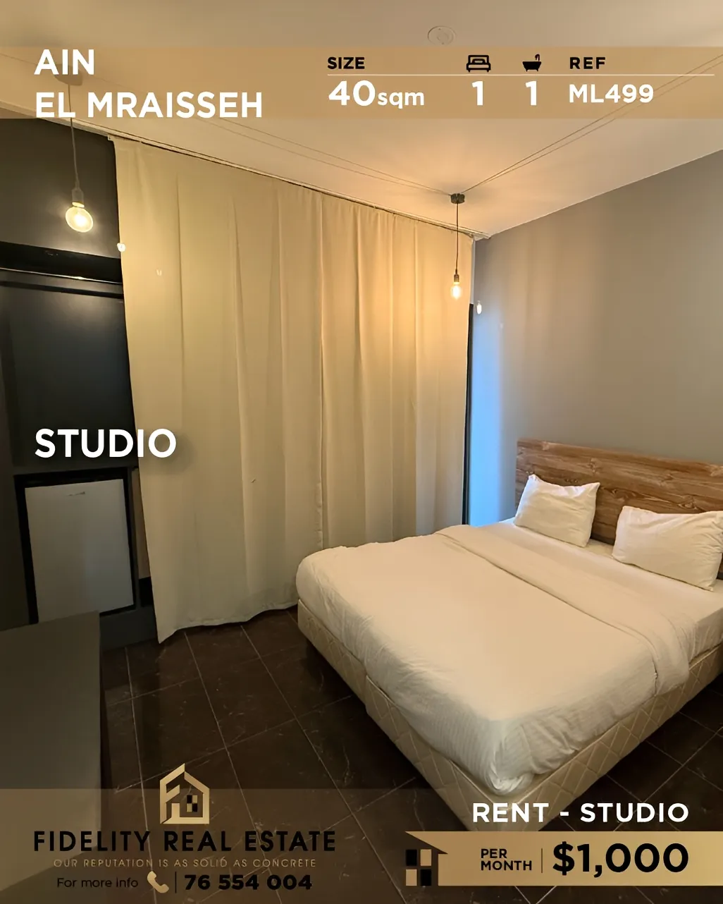 Apartment for Rent in Ain Al Mraiseh, Beirut, Lebanon