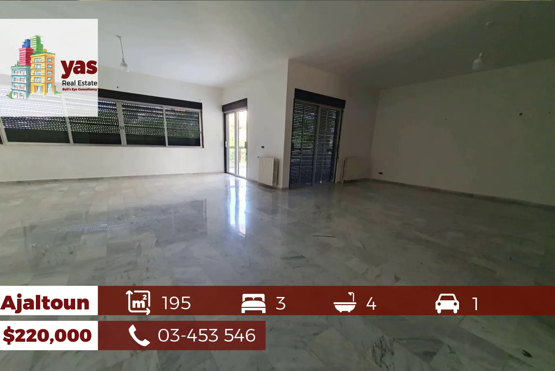 Apartment for Sale in Ajaltoun - 3 bed, 4 bath