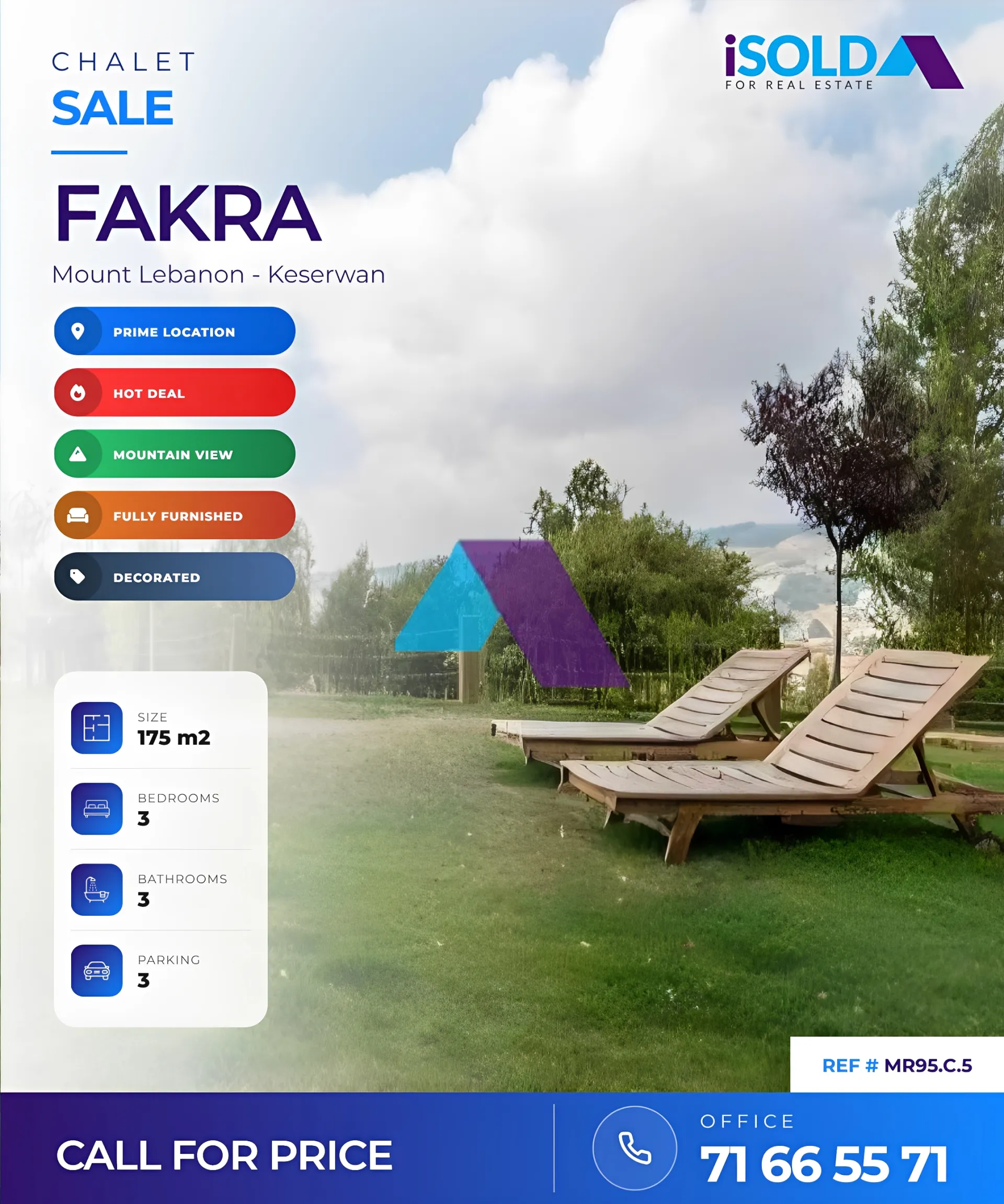 Chalet for sale in Faqra - 3 bed, 3 bath